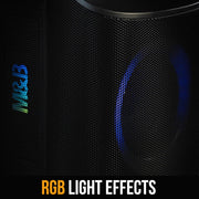 Danoz Direct - M&B Portable Splash Proof 80W Bluetooth Party Speaker, IPX4, TWS Pairing, Multi - Input, Lithium Battery, RGB, USB Charging - danozdirect