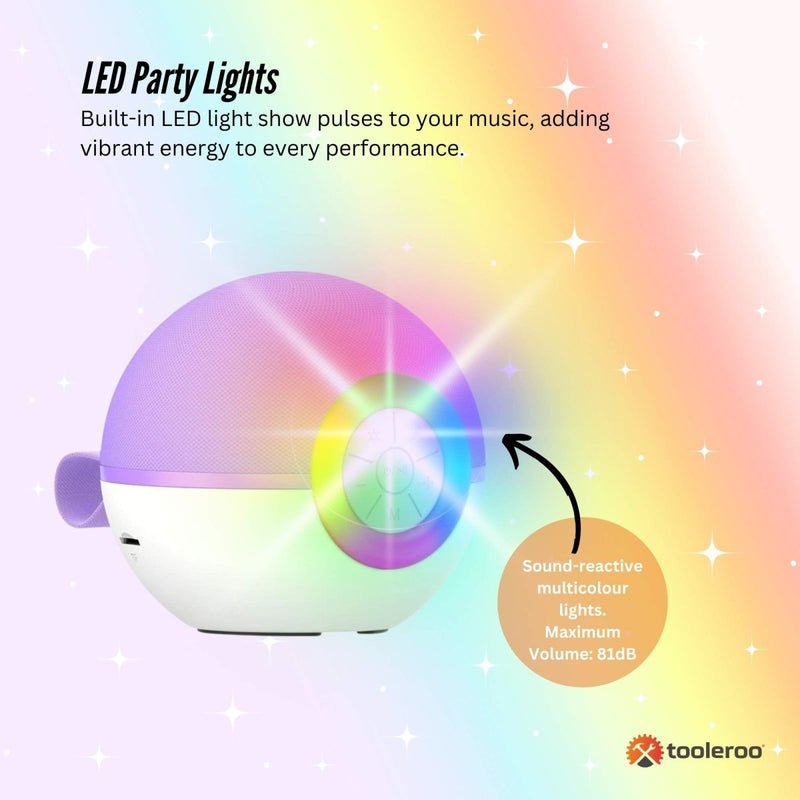 Danoz Direct - Mini Karaoke Machine - 2x Wireless Microphones Portable Bluetooth Speaker Purple - danozdirect