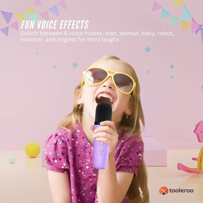 Danoz Direct - Mini Karaoke Machine - 2x Wireless Microphones Portable Bluetooth Speaker Purple - danozdirect