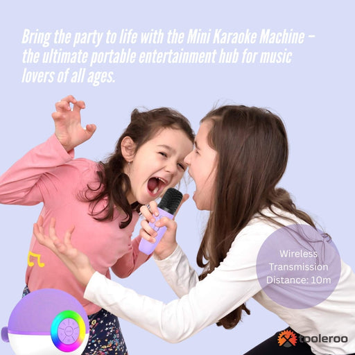 Danoz Direct - Mini Karaoke Machine - 2x Wireless Microphones Portable Bluetooth Speaker Purple - danozdirect