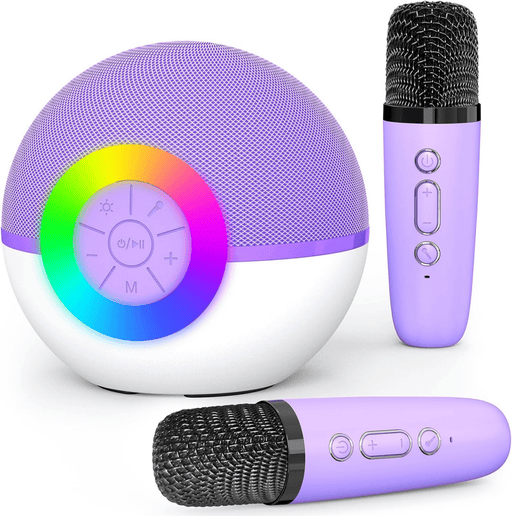 Danoz Direct - Mini Karaoke Machine - 2x Wireless Microphones Portable Bluetooth Speaker Purple - danozdirect