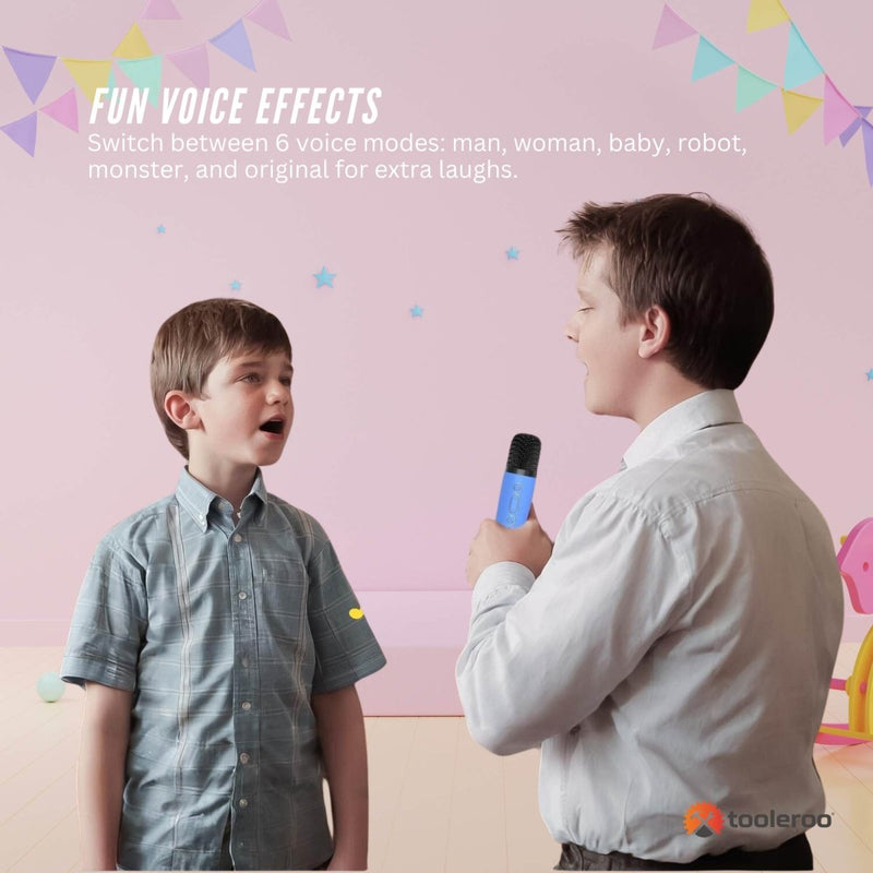 Danoz Direct - Mini Karaoke Machine and 2x Wireless Microphones Portable Bluetooth Speaker Blue - danozdirect