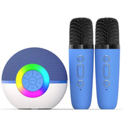Danoz Direct - Mini Karaoke Machine and 2x Wireless Microphones Portable Bluetooth Speaker Blue - danozdirect