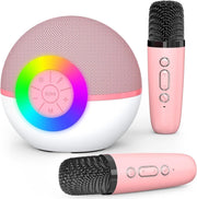 Danoz Direct - Mini Karaoke Machine and 2x Wireless Microphones Portable Bluetooth Speaker Pink - danozdirect