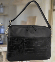 Danoz Direct - Pierre Cardin Croc - Embossed Leather Business Computer Laptop Bag - Black - danozdirect