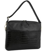 Danoz Direct - Pierre Cardin Croc - Embossed Leather Business Computer Laptop Bag - Black - danozdirect