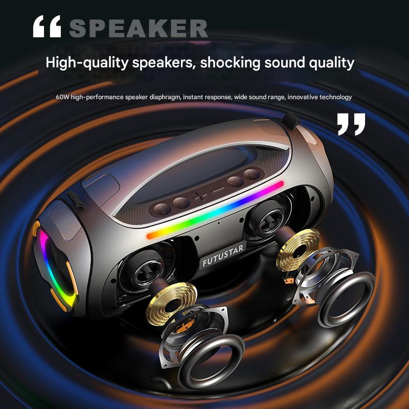 Danoz Direct - Portable Bluetooth 5.3 Speaker - 60W Powerful Sound, RGB Lights, Multiple Inputs(Green) - danozdirect