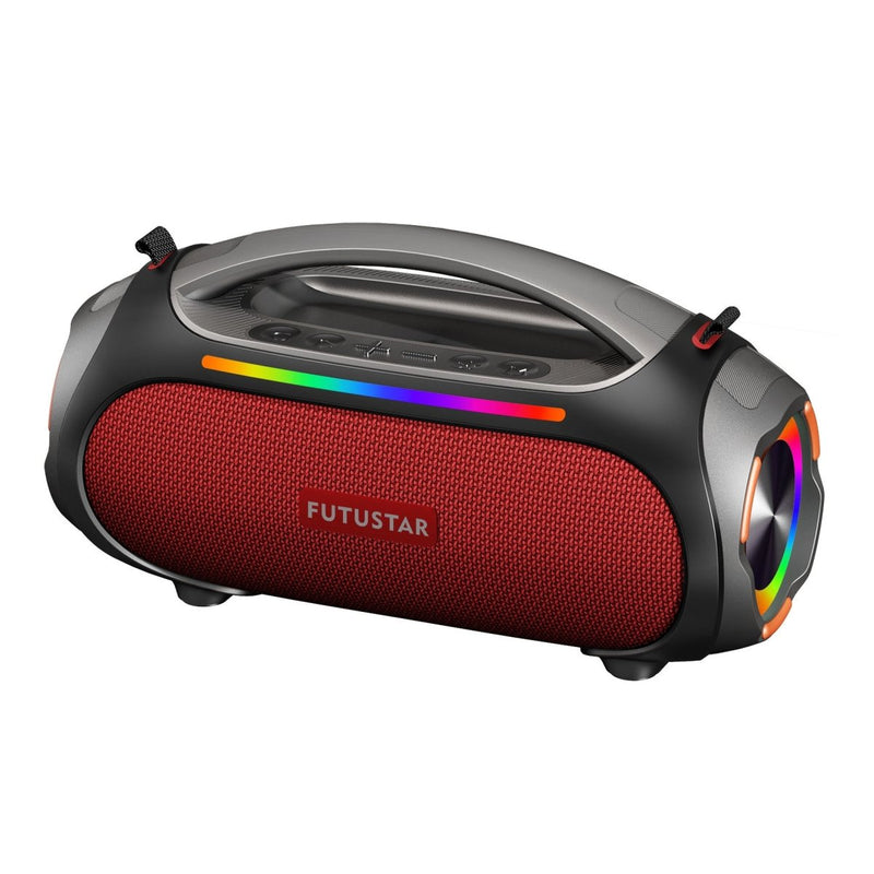 Danoz Direct - Portable Bluetooth 5.3 Speaker - 60W Powerful Sound, RGB Lights, Multiple Inputs(Red) - danozdirect