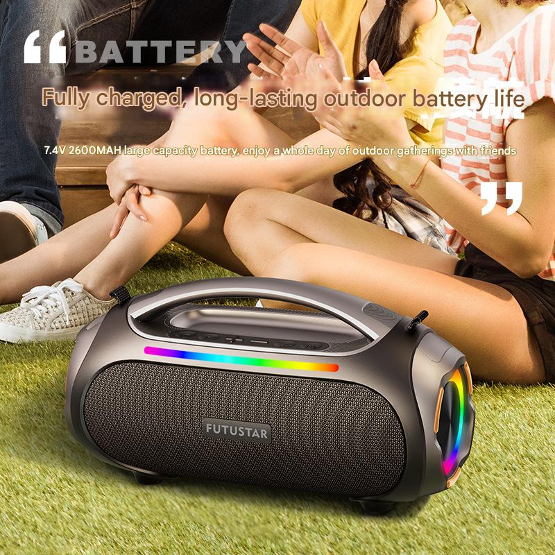Danoz Direct - Portable Bluetooth 5.3 Speaker - 60W Powerful Sound, RGB Lights, Multiple Inputs(Red) - danozdirect