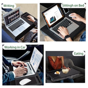 Danoz Direct - Portable Laptop Desk with Device Ledge, Mouse Pad and Phone Holder for Home Office (Black, 43cm) - danozdirect