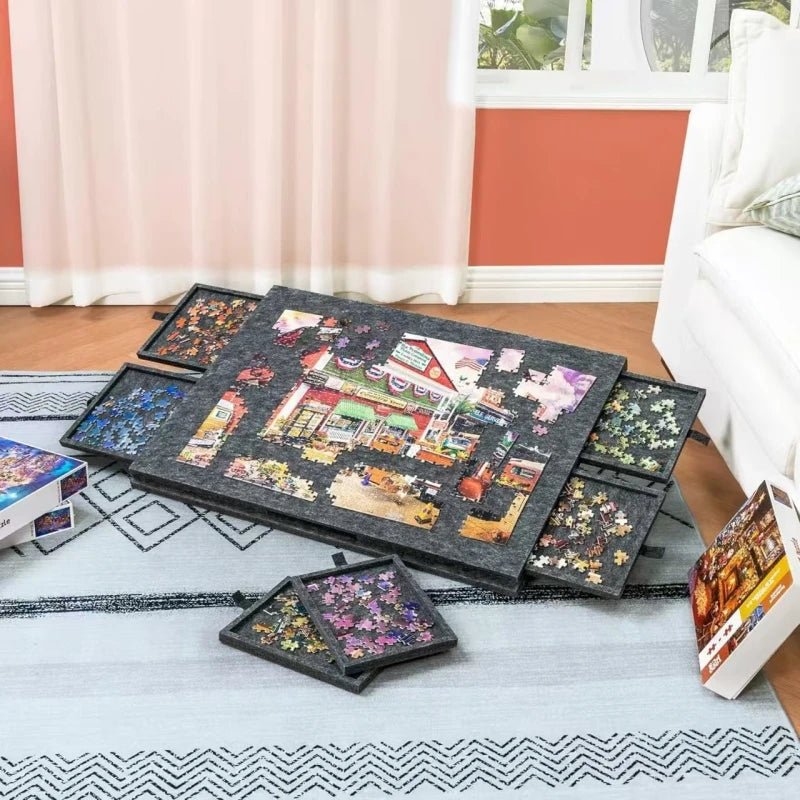 Danoz Direct - Portable Puzzle Table Board with Bracket Cover Foldable Puzzle Felt Integrated Table for Home And Travel Use - danozdirect