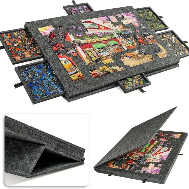 Danoz Direct - Portable Puzzle Table Board with Bracket Cover Foldable Puzzle Felt Integrated Table for Home And Travel Use - danozdirect