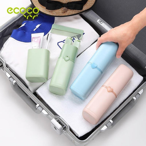Danoz Direct - Portable Toothbrush Holder Tooth Mug Toothpaste Cup Bath Travel Box Accessories Set Blue - danozdirect
