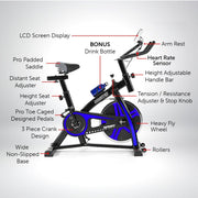 Danoz Direct - Powertrain Home Gym Flywheel Exercise Spin Bike - Blue - danozdirect
