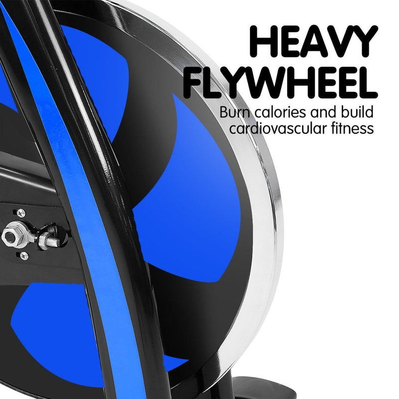 Danoz Direct - Powertrain Home Gym Flywheel Exercise Spin Bike - Blue - danozdirect