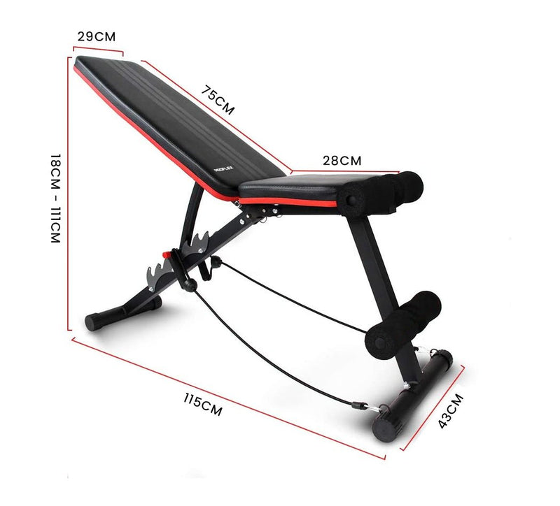 Danoz Direct - PROFLEX Weight Bench Workout Gym Press Adjustable Lifting Fitness Folding Bands - danozdirect