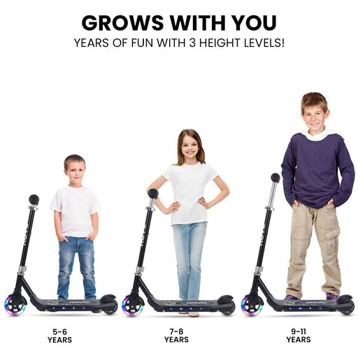 Danoz Direct - ROVO KIDS WhizKid Electric Scooter, Ages 5 - 11, Adjustable Height, Lithium Battery, Brushless Motor, Black - danozdirect