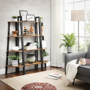 Danoz Direct - Rustic brown and black steel Metal Frame 4 Tier bookshelf - danozdirect