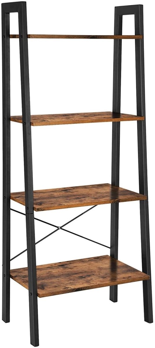 Danoz Direct - Rustic brown and black steel Metal Frame 4 Tier bookshelf - danozdirect