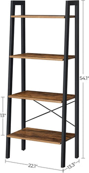 Danoz Direct - Rustic brown and black steel Metal Frame 4 Tier bookshelf - danozdirect