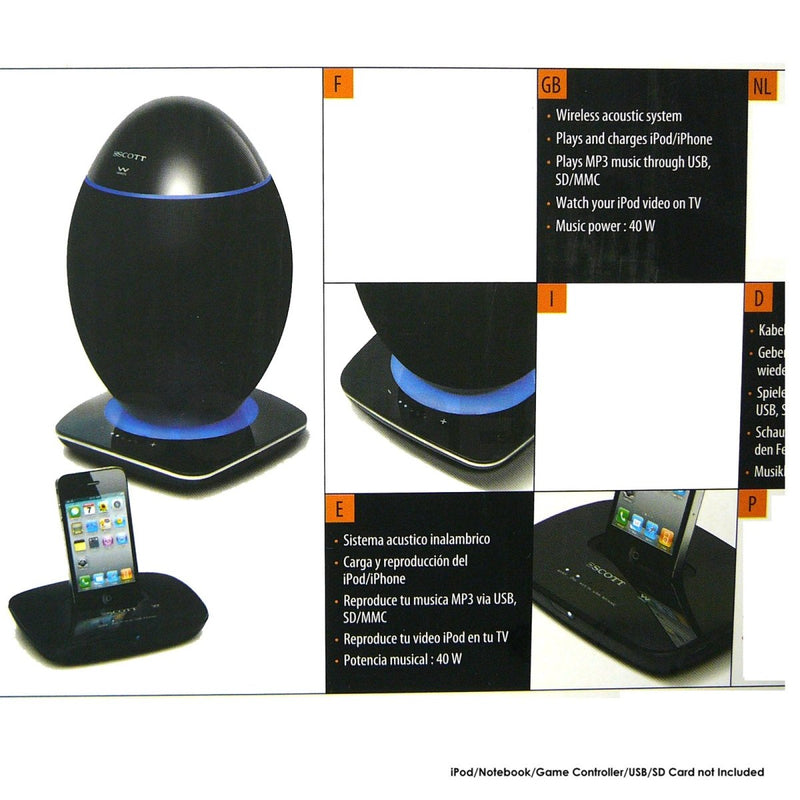 Danoz Direct - Scott 2.4Ghz Wireless OVE Speaker System USB SD Bluetooth 20w RMS - danozdirect