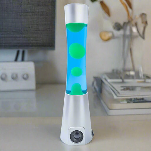 Danoz Direct - Silver/Blue/Yellow Motion Lamp Bluetooth Speaker - danozdirect