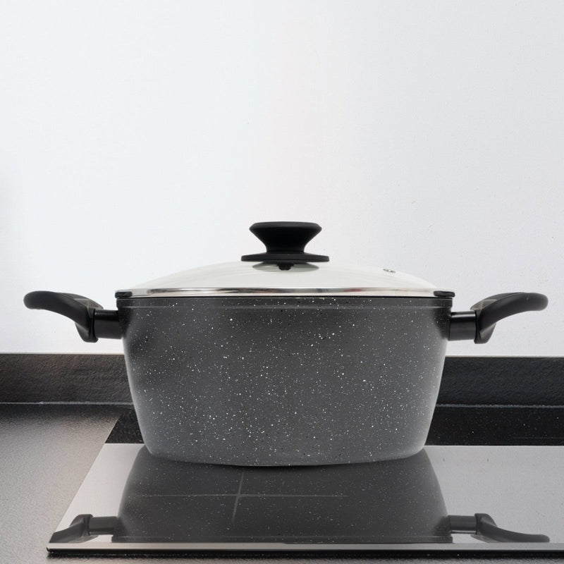 Danoz Direct - Stone Chef Forged Casserole With Lid Cookware Kitchen Black 24cm - danozdirect