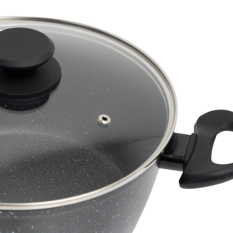 Danoz Direct - Stone Chef Forged Casserole With Lid Cookware Kitchen Black 24cm - danozdirect