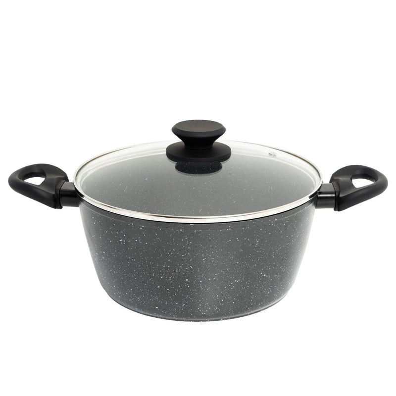 Danoz Direct - Stone Chef Forged Casserole With Lid Cookware Kitchen Black 24cm - danozdirect