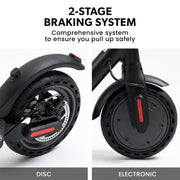 Danoz Direct - VALK 400W Electric Scooter, 37V Folding E - Scooter with Suspension, for Adults, Synergy 5 MkII Black - danozdirect
