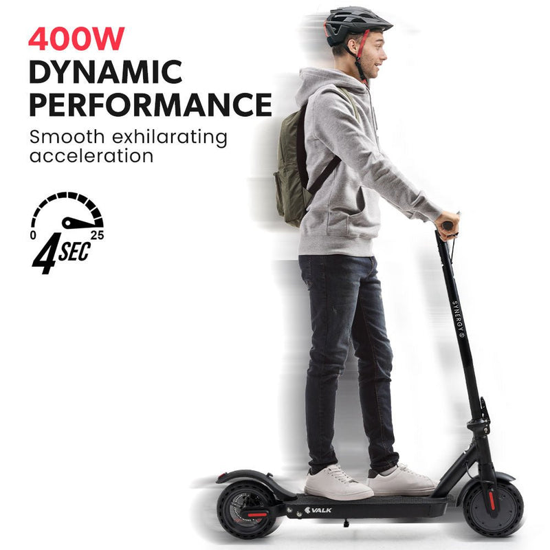 Danoz Direct - VALK 400W Electric Scooter, 37V Folding E - Scooter with Suspension, for Adults, Synergy 5 MkII Black - danozdirect