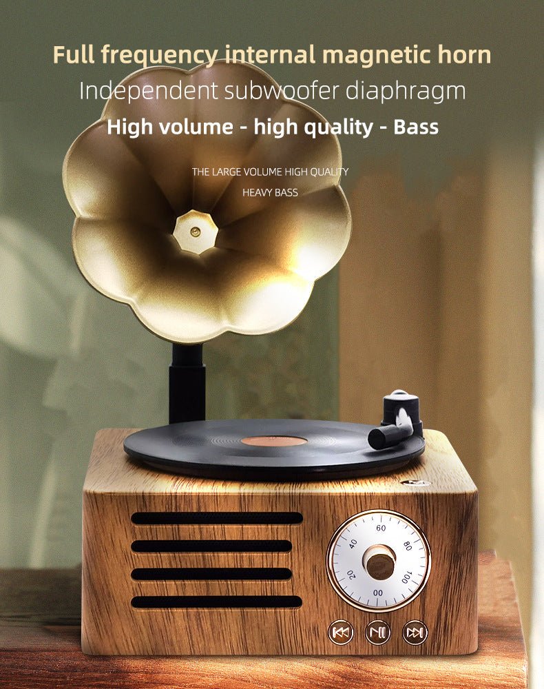 Danoz Direct - Vintage Gramophone Bluetooth Speaker - Retro Wireless Music Player with Classic Design - danozdirect