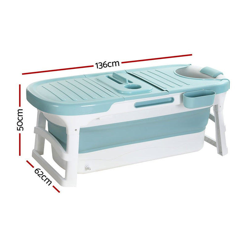 Danoz Direct - Weisshorn Foldable Bathtub Portable Folding Water Spa with Cover Plate 136x62cm - danozdirect