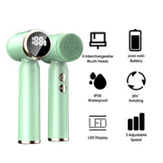 Danoz Direct - White 6 - in - 1 Electric Facial Cleansing Brush Set - Rechargeable & Waterproof - danozdirect