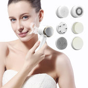 Danoz Direct - White 6 - in - 1 Electric Facial Cleansing Brush Set - Rechargeable & Waterproof - danozdirect