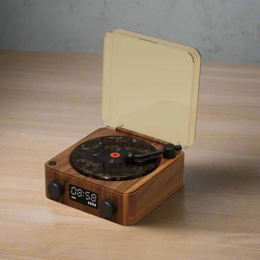 Danoz Direct - Wood Waves Retro Bluetooth Speaker Clock with Ambient Light Projector - danozdirect