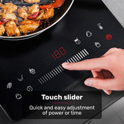 Danoz EUROCHEF Induction Cooktop, 2000W, 9 Heat Levels, Fast Electric Portable Cooker, Touch Controls with Slider - danozdirect