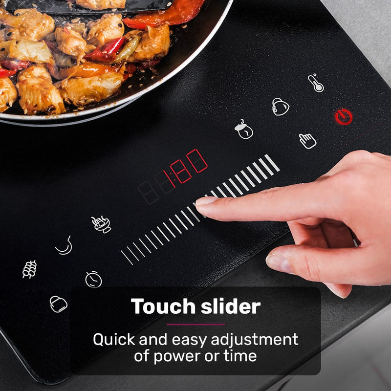 Danoz EUROCHEF Induction Cooktop, 2000W, 9 Heat Levels, Fast Electric Portable Cooker, Touch Controls with Slider - danozdirect