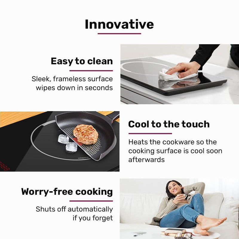 Danoz EUROCHEF Induction Cooktop, 2000W, 9 Heat Levels, Fast Electric Portable Cooker, Touch Controls with Slider - danozdirect