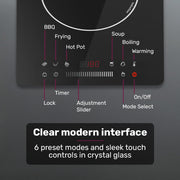 Danoz EUROCHEF Induction Cooktop, 2000W, 9 Heat Levels, Fast Electric Portable Cooker, Touch Controls with Slider - danozdirect