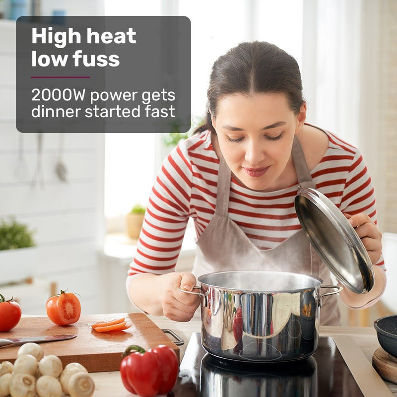 Danoz EUROCHEF Induction Cooktop, 2000W, 9 Heat Levels, Fast Electric Portable Cooker, Touch Controls with Slider - danozdirect