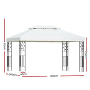 Danoz Events - Instahut Gazebo 4x3m Marquee Outdoor Wedding Party Event Tent Home Iron Art Shade White - danozdirect