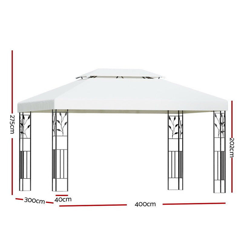 Danoz Events - Instahut Gazebo 4x3m Marquee Outdoor Wedding Party Event Tent Home Iron Art Shade White - danozdirect