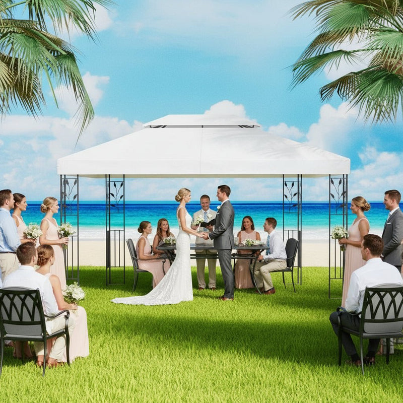 Danoz Events - Instahut Gazebo 4x3m Marquee Outdoor Wedding Party Event Tent Home Iron Art Shade White - danozdirect