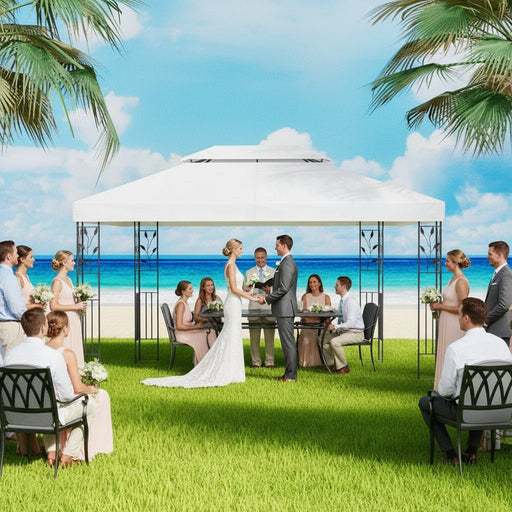 Danoz Events - Instahut Gazebo 4x3m Marquee Outdoor Wedding Party Event Tent Home Iron Art Shade White - danozdirect