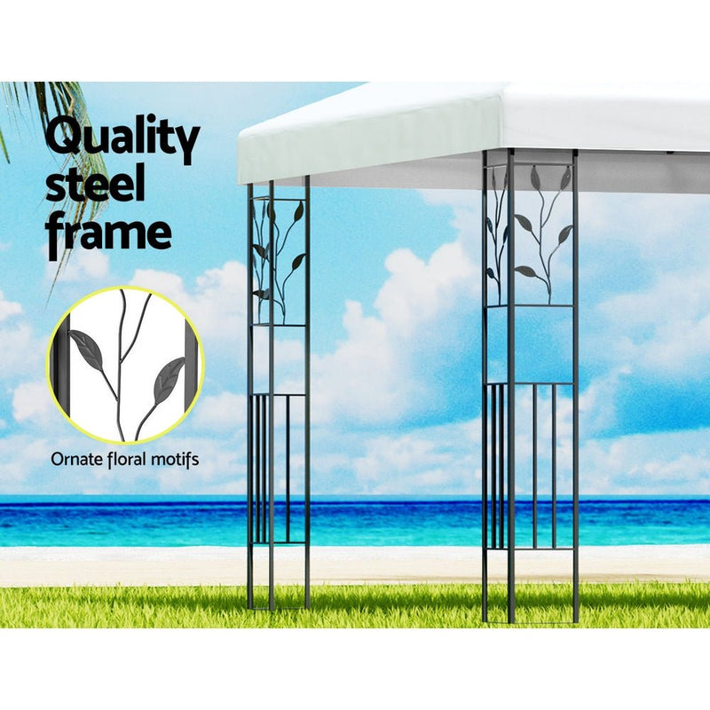 Danoz Events - Instahut Gazebo 4x3m Marquee Outdoor Wedding Party Event Tent Home Iron Art Shade White - danozdirect