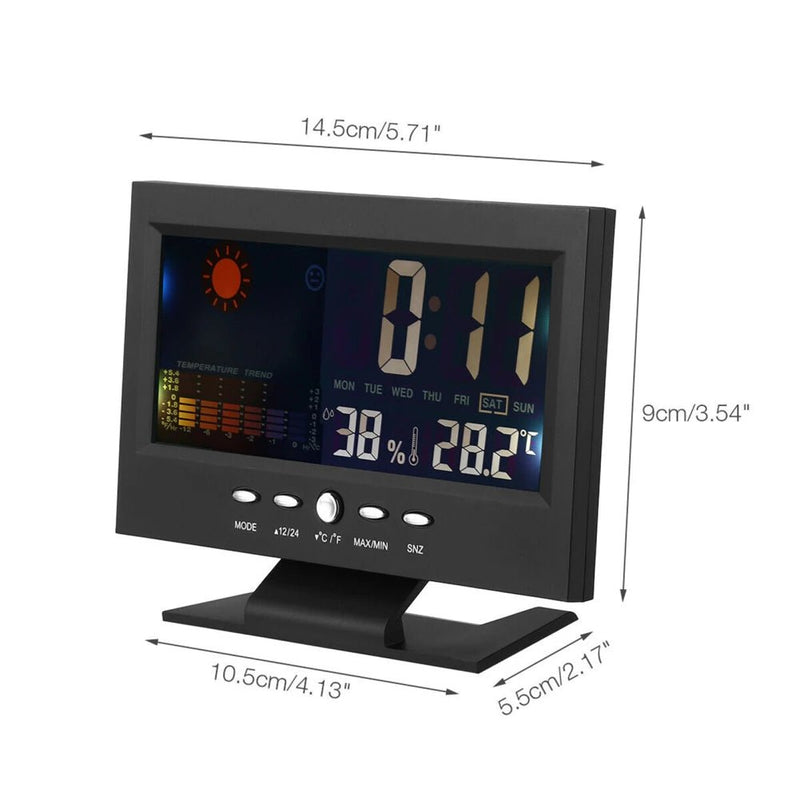 Danoz Exclusive - Digital Alarm Clock With Backlight, Electronic Desktop Temperature Humidity Monitor,12/24H Digital Desk Clock With Snooze - danozdirect
