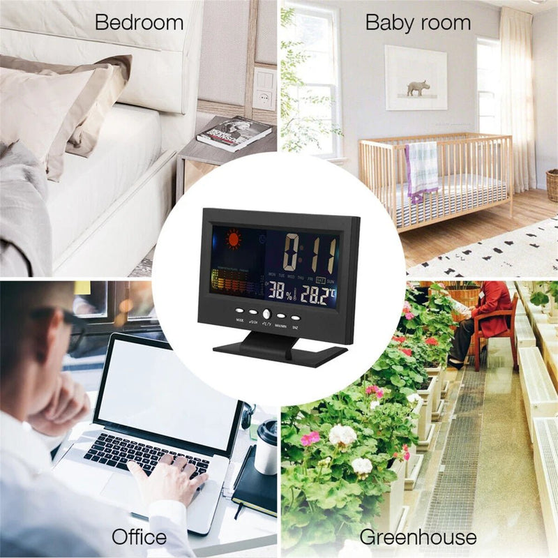 Danoz Exclusive - Digital Alarm Clock With Backlight, Electronic Desktop Temperature Humidity Monitor,12/24H Digital Desk Clock With Snooze - danozdirect