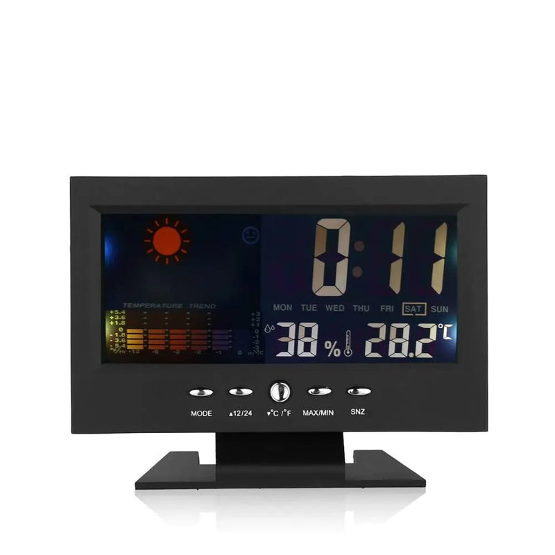 Danoz Exclusive - Digital Alarm Clock With Backlight, Electronic Desktop Temperature Humidity Monitor,12/24H Digital Desk Clock With Snooze - danozdirect