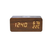 Danoz Exclusive - Digital Alarm Clock Wooden Temperature And Humidity Alarm Clock LED Electronic Clock Smartphone Wireless Charger - danozdirect